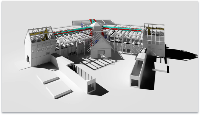 Illustration of the Synergic Plant's proprietary high-temperature refractory gas turbine exhaust system.